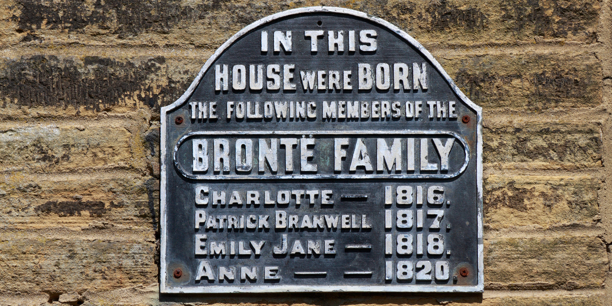 CPR97T Bronte family birthplace plaque, Thornton, Bradford, West Yorkshire, England, UK.